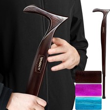 Wooden Walking Cane for Men and Women -Natural Solid Wood, 3 Rubber Tips, Heavy