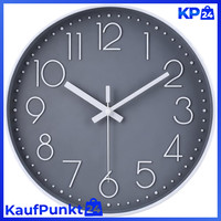Lautlose Funk-Wanduhr 30Cm Modern, Analog, Einfach Zu Lesen, Grau
