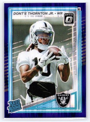 2025 Donruss Optic #279 Dont'e Thornton Jr. Purple Shock Raiders Rookie