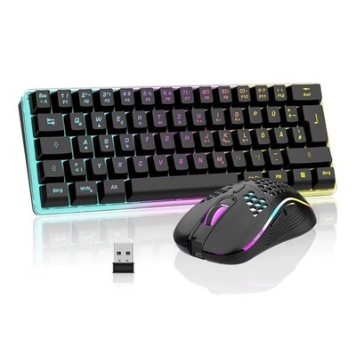 RedThunder K10 Gaming Tastatur und Maus Set, QWERTZ DE-Layout, Metallplatte und