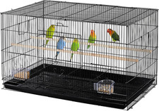 Gabbia Voliera per Uccelli Pappagalli Inseparabili Impilabile in Metallo E Posat