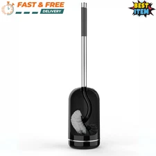 Toilet Brush & Holder Set Curved Toilet Bowl Brush with Stainless Steel Handle
