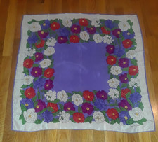 Oscar de la Renta Purple Red Floral 100 Silk Square Scarf 29"