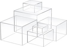 6 Pcs Acrylic Risers Cube Stands Clear 3 to 8 Inch Square Six Graduated Sizes