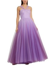 Mac Duggal Cross Front Strap Ombre Tulle Gown Women's