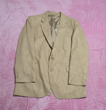 Stafford Beige 40R Linen Suit 2-Piece 2-Button Notch Single Vent