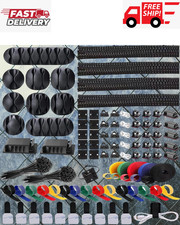300PCS Cable Management Kit,4 Cable Sleeve 35 Cable Clips with 11Cord Holders,15