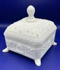 RARE Milk Glass Splayed Foot Tiara Indiana Glass Honey Bee Box