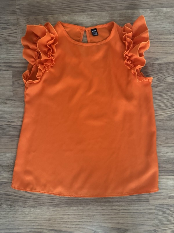 SHEIN Woman’s S Orange Short Sleeve Blouse Loose Fit NEVER WORN