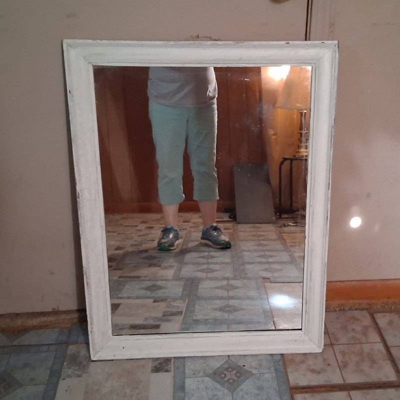 White Wood Framed Rectangle Accent Wall Mirror Vertical 31-35 H x 21-30 W