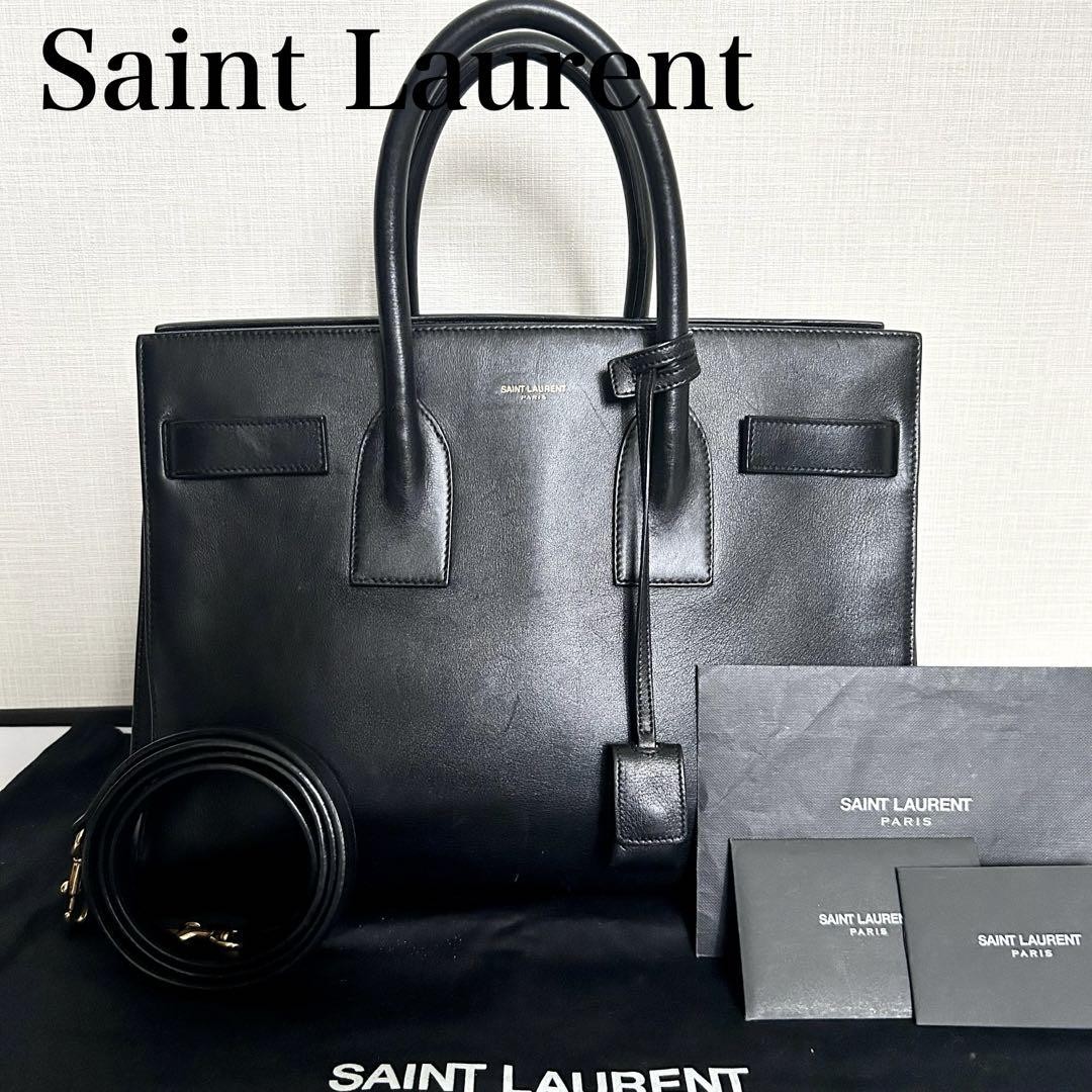 Borsa a mano Saint Laurent tracolla sac du jour in pelle nera
