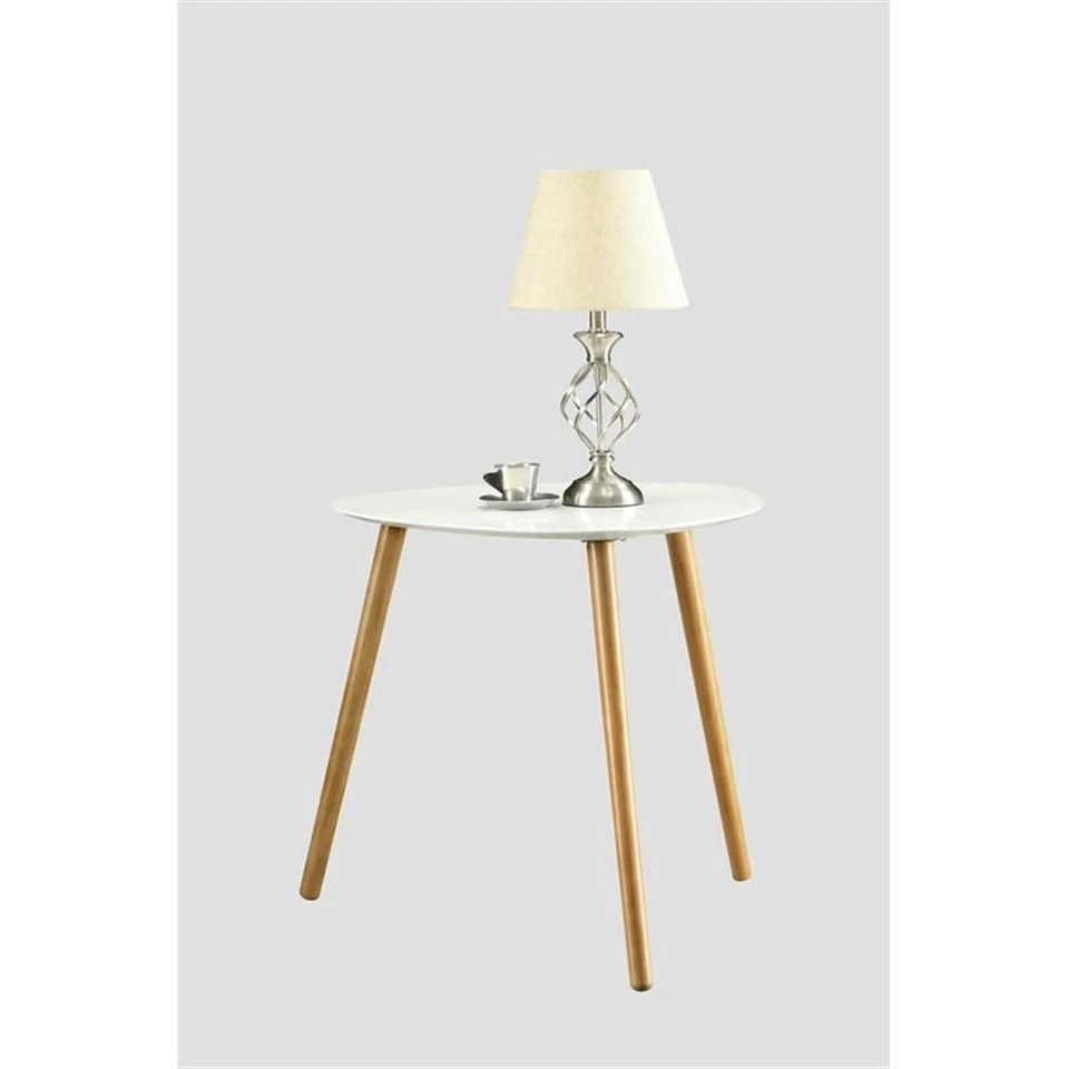Convenience Concepts Oslo triangular End Table in White Wood Finish - Image 3 of 4