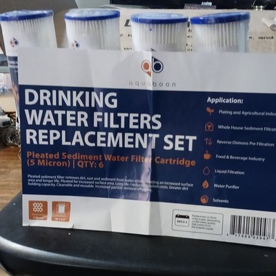 These 4 AquaBoon 10x2.5'' 5 Micron Sediment Water Filter Cartridge Dirt Rust 