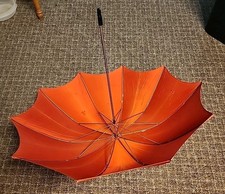 Antique VTG Women's 1950s PJK Nylon Parasol Umbrella Red