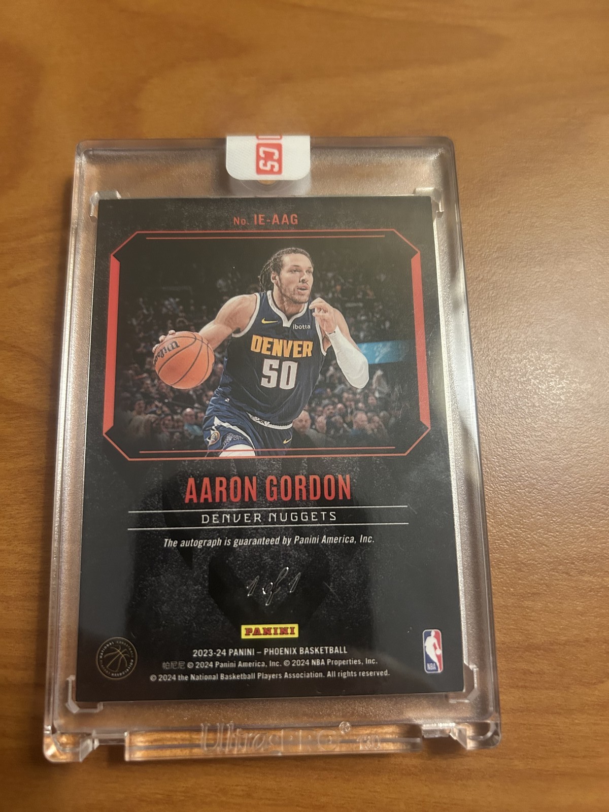 Aaron Gordon 1/1 Auto 2023-24 Panini Phoenix Inferno Eights one of one nuggets view 2