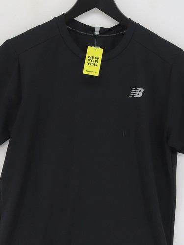New Balance Men's T-Shirt S Black 100% Polyester Round Neck Basic - Picture 3 of 6