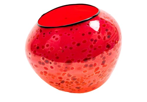 Dale Chihuly roter Korb mit schwarzem Lippenwickel signiert mundgeblasenes Glas 1995 - Bild 5 von 15