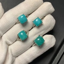 Natural Amazonite Ring Adjustable Women Party Casual Jewelry Gemstone Ring Gifts