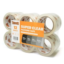 TAPEBEAR Storage Packaging Tape 12 Rolls, Super Clear 2.7mil x 1.88" x 55 Yar...