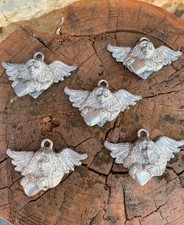 Silver/Pewter Angel Holding Hearts Charms/Ornaments Heavy 