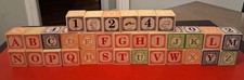 2012 Uncle Goose Set Of 32 Wood Embossed FRENCH ABC Blocks Numbers Pictures
