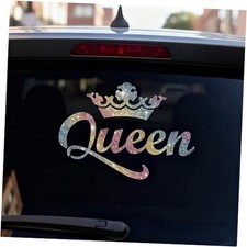 Queen Crown Car Window Sticker, Premium Waterproof Glossy Vinyl Rainbow Color