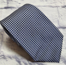 Perry Ellis Portfolio Silk Blend Tie Blue Silver Gray Geometric Skinny 57 x 3