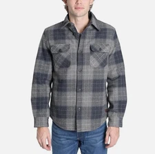 Jachs New York Men’s Wool Blend Sherpa Lined Shirt Jacket, Blue, Size M