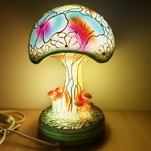 Painting Mushroom Table Lamp, 7.9Inch New Stained Glass Plant Night Light,Boh... - Picture 7 of 7