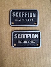 Peavey Scorpion Equipped Badges Pair Original OEM - Plastic - Silver/Black