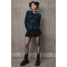 LAURENCE KAZAR 80 s Designer Rich Blue Sequin Jacket New Size large