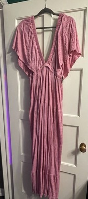 Free People La La Maxi Dress Size L Large Pink Frosting