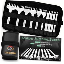 10Pcs Leather Stitching Punch, Hole Punch Set Diamond Stitching Chisel Set,