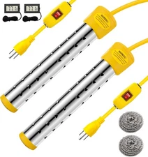 2 Pack 1500W Immersion Water Heater, Submersible Portable Electric Heaters 110V