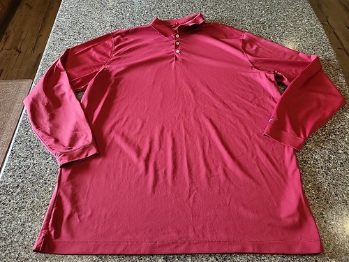 2 Nike Dri-Fit Golf Polo Shirts Red Blue Long Sleeve Logo Mens 3XLT 3XL TALL - Afbeelding 2 van 22
