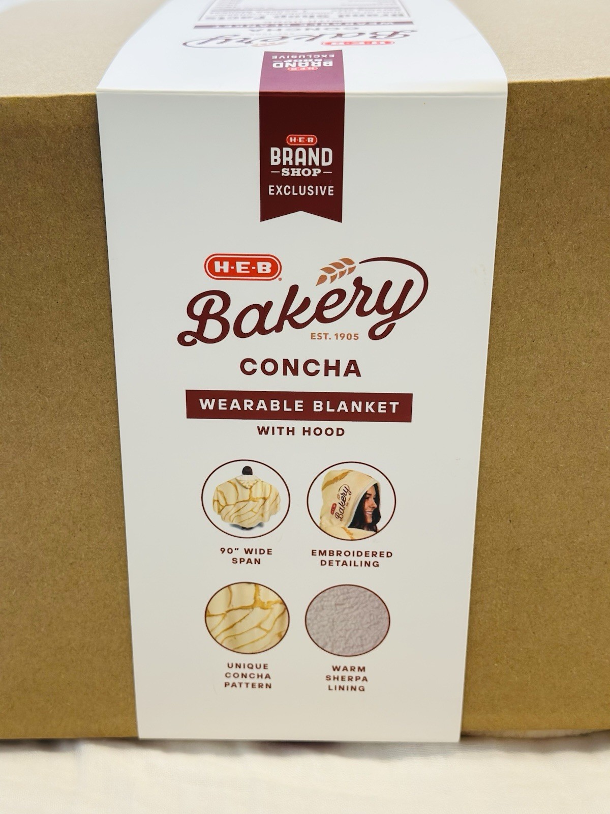 H-E-B BAKERY CONCHA WEARABLE BLANKET w HOOD Brand Shop 60" x 90" Tortilla Grocer