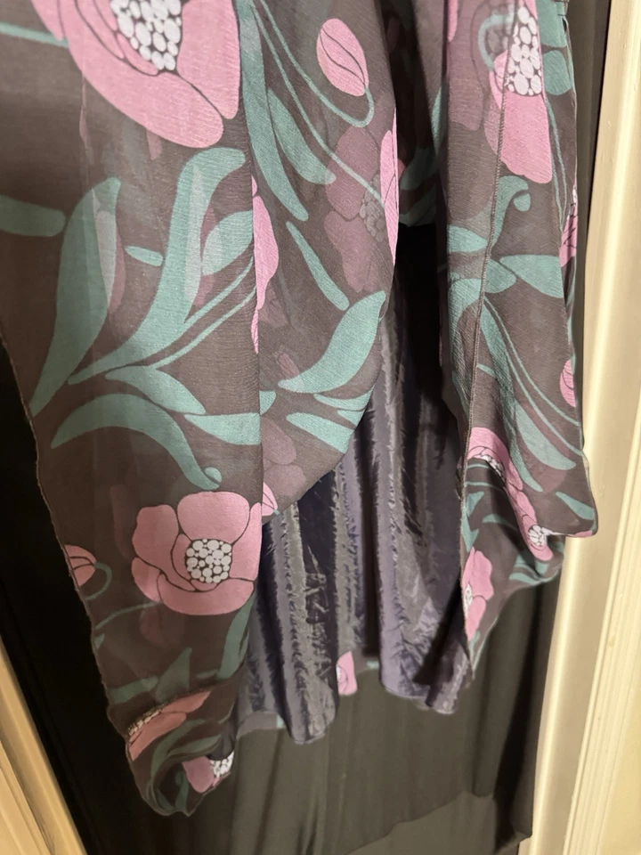 Vestido Banana Republic Hada Seda Gasa 6 Fiesta Cóctel Floral Púrpura En Capas Foto 4 de 4