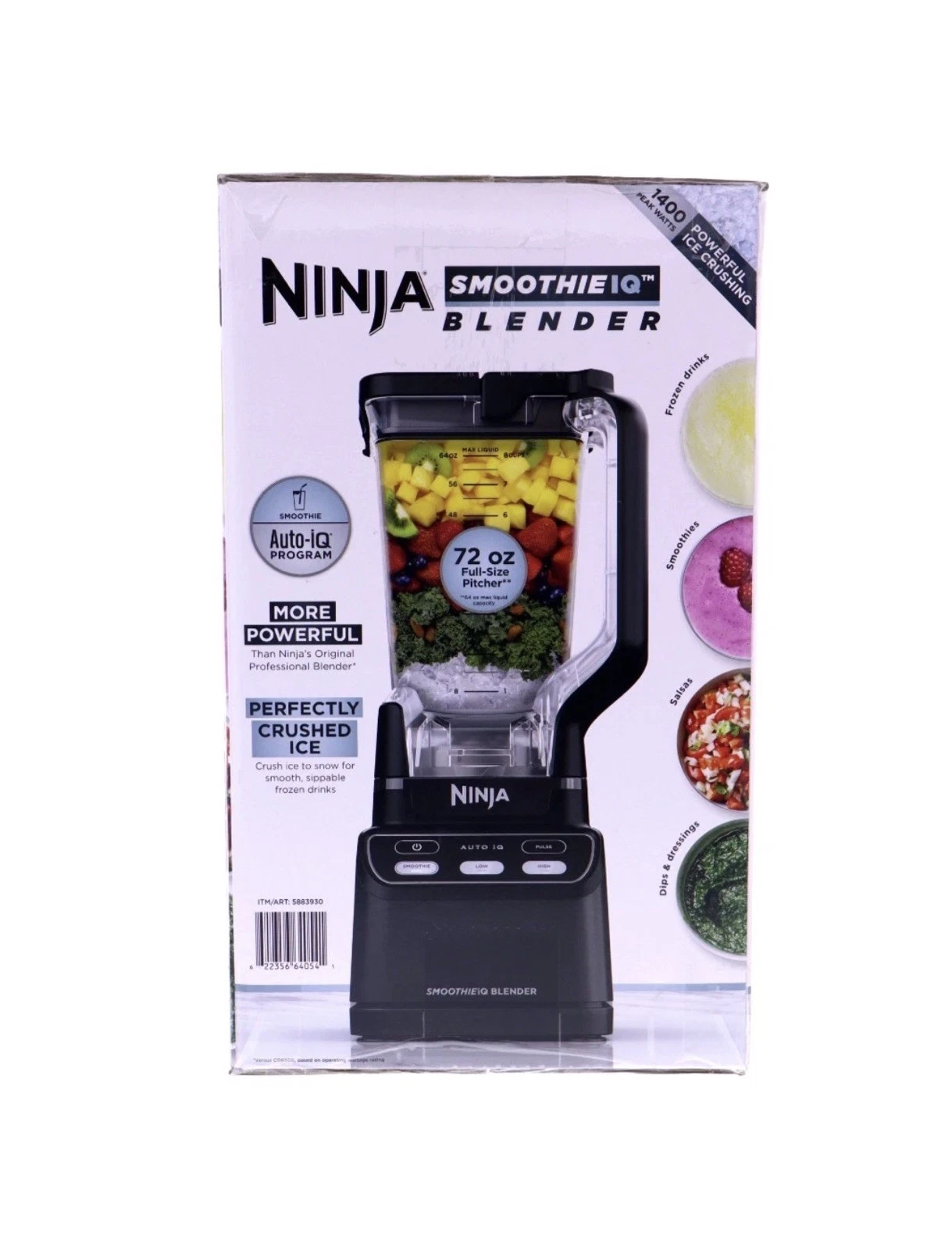 Ninja Professional Blender with Smoothie Auto-iQ, 1400 Peak Watts 72-oz
