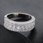 925 Silver 2.5 Ct Round Cut Simulated Diamond Three Row Wedding Band Ring Size 7