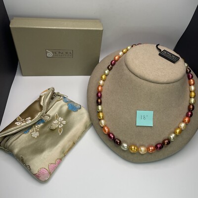 Honora Freshwater Pearl Necklace 18'' Multi-Color Sterling Silver Clasp NIB New