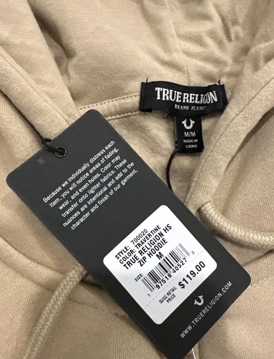 パーカー・フーディ STONE Men Hoodies 6100665S0083 V0065 Grey True Religion Hoodie Mens Medium HS Zip Hoodie Stone Graphic