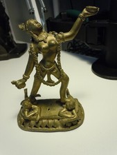 Figura de deidad vintage, india, hindú? Latón fundido, 4" bailar/posar