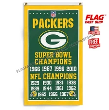 Green Bay Packers 3x5 ft Banner Rodgers NFL Super Bowl Champions FREE Shipping