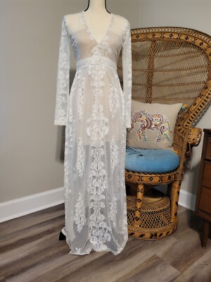 Norrie Maxi Lace Dress/gown, Wedding, Summer, Ivory/nude, Boho, Altar'd  State | eBay