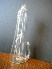 8" Vintage 70s Modern Roberto Niederer Blown Art Glass Cat with Bird Inside