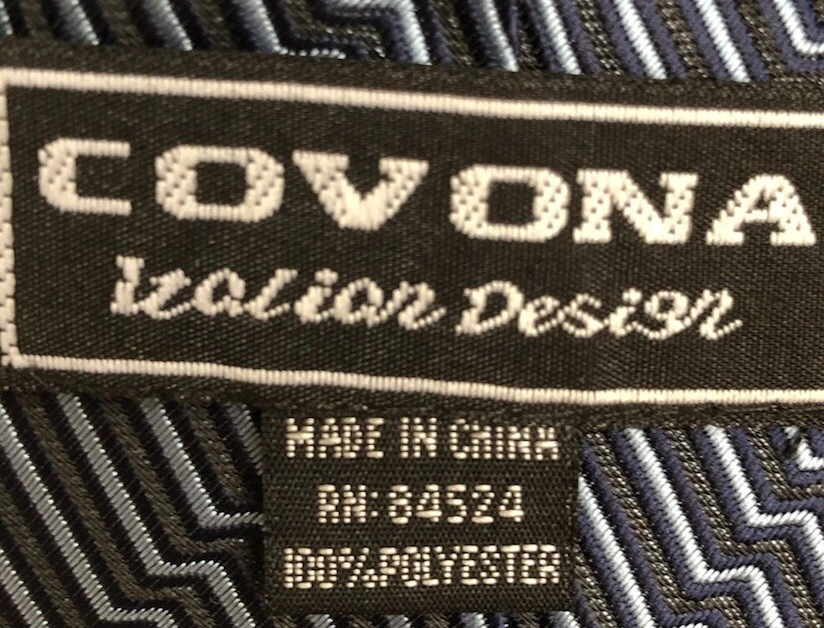 Corbata para hombre Covona azul marino, azul claro tejida en zigzag poliéster ~usada en excelente estado~  Foto 2 de 3