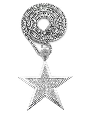Ice 3D Star Pendant & 36'' 4mm Franco  Chain*