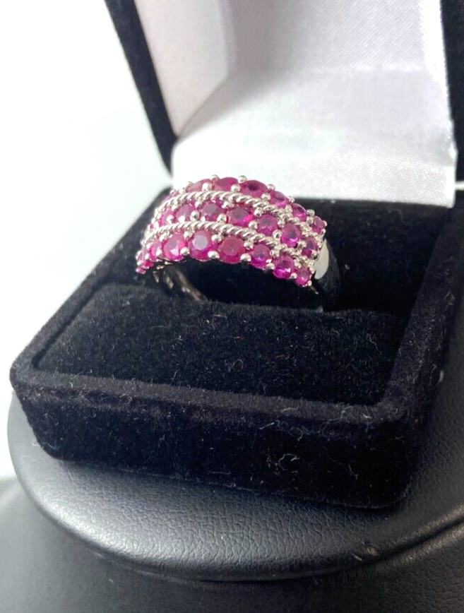 Ladies Solid White Gold 14Kt Ring | Ruby Stone | … - image 3