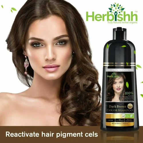 Herbishh Hair Color Shampoo 500ml Natural Instant Hair Dye Ammonia Free