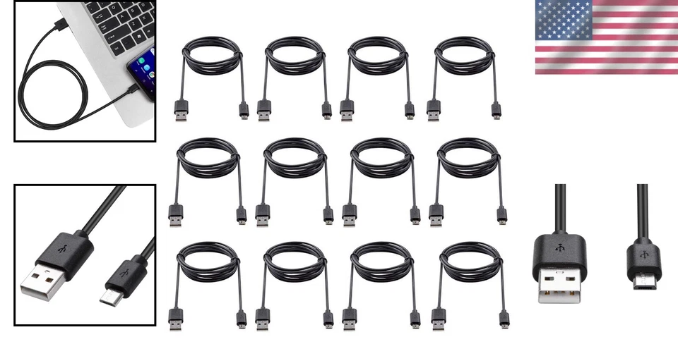 Versatile Micro USB Cable 3ft - 12-Pack for Fast Charging & Data Transfer - Image 2 of 4